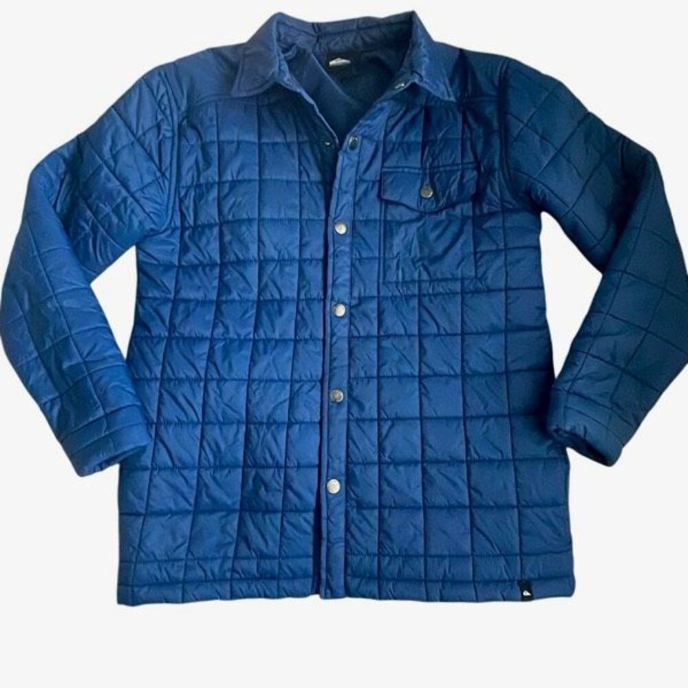 EUC Quiksilver Navy Quilted Snap Front Jacket with Collar - Mens Small